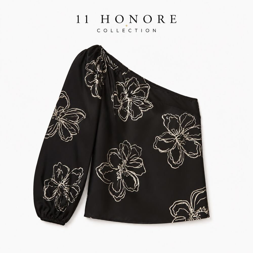 11 Honore Jasmine One Shoulder Blouse Plus Size 22 Storm In Bloom Floral Top